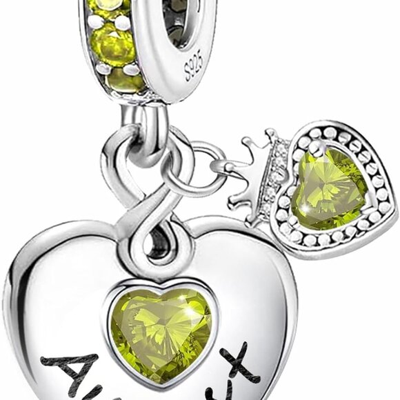 Jewelry - Birthstone Charm Sterling Silver Bead for Bracelets Necklaces Family Gift